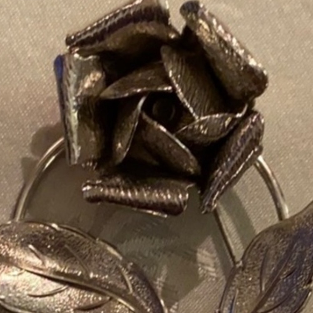Vintage Silver Rose Pin & Clip Earrings
